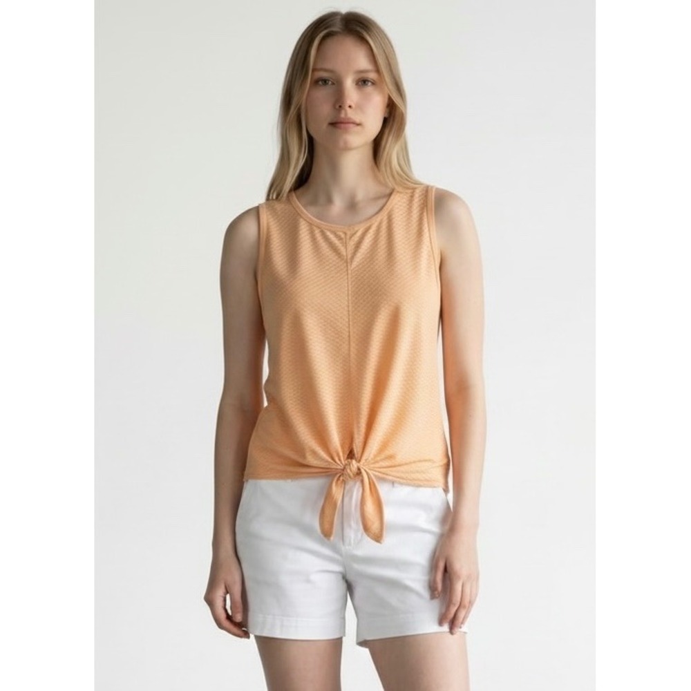 Marc New York Performance Women Orange Textured Tie Front Tank Top MN9T5005 M